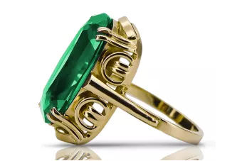 Изумруд 14-кв Желтое золото Кольцо Винтаж изделия vrc038y